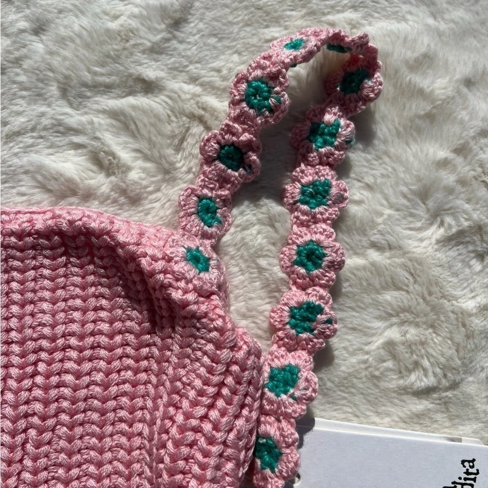 Agua Bendita Knit Albany Java Pink Crop Top - Picture 5 of 10